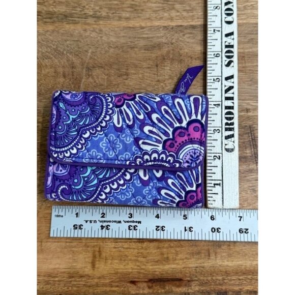 Vera Braldey Trifold Wallet Pocket Coin Case Lilac Tapestry Purple Flap Zipper - Picture 13 of 15